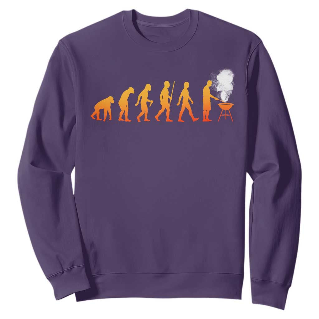 Funny BBQ Sweatshirt Evolution Of Grill Master Grilling Gifts Meat Smoking TS10 Purple Print Your Wear