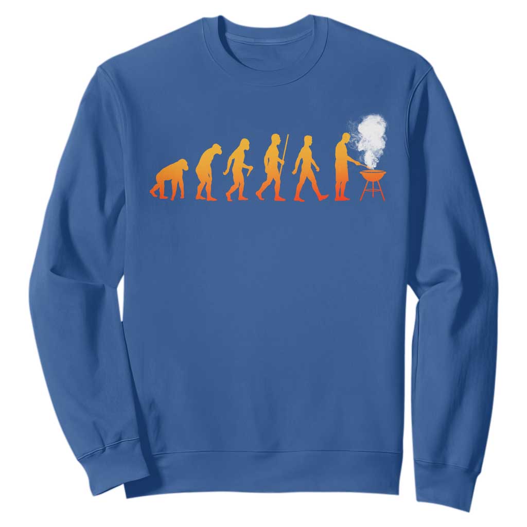 Funny BBQ Sweatshirt Evolution Of Grill Master Grilling Gifts Meat Smoking TS10 Royal Blue Print Your Wear