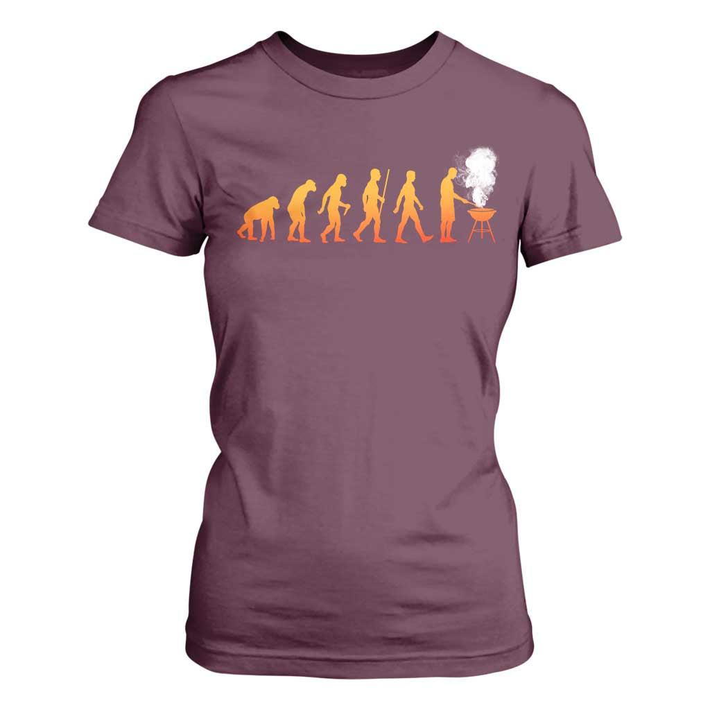 Funny BBQ T Shirt For Women Evolution Of Grill Master Grilling Gifts Meat Smoking TS10 Maroon Print Your Wear