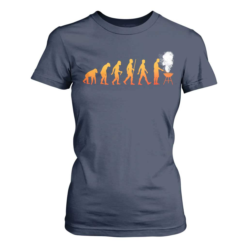 Funny BBQ T Shirt For Women Evolution Of Grill Master Grilling Gifts Meat Smoking TS10 Navy Print Your Wear
