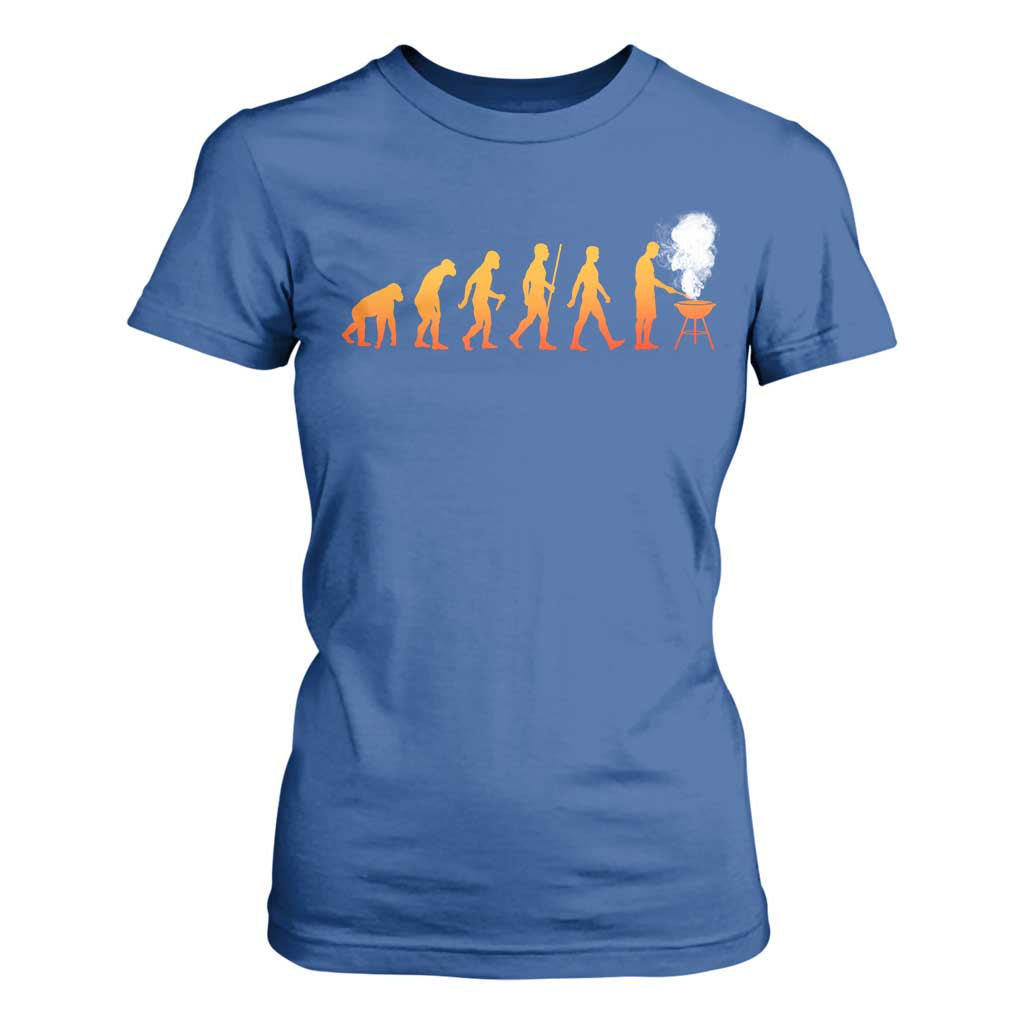 Funny BBQ T Shirt For Women Evolution Of Grill Master Grilling Gifts Meat Smoking TS10 Royal Blue Print Your Wear