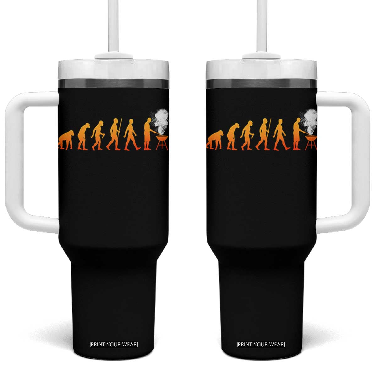 Funny BBQ Tumbler With Handle Evolution Of Grill Master Grilling Gifts Meat Smoking TS10 One Size: 40 oz Black Print Your Wear