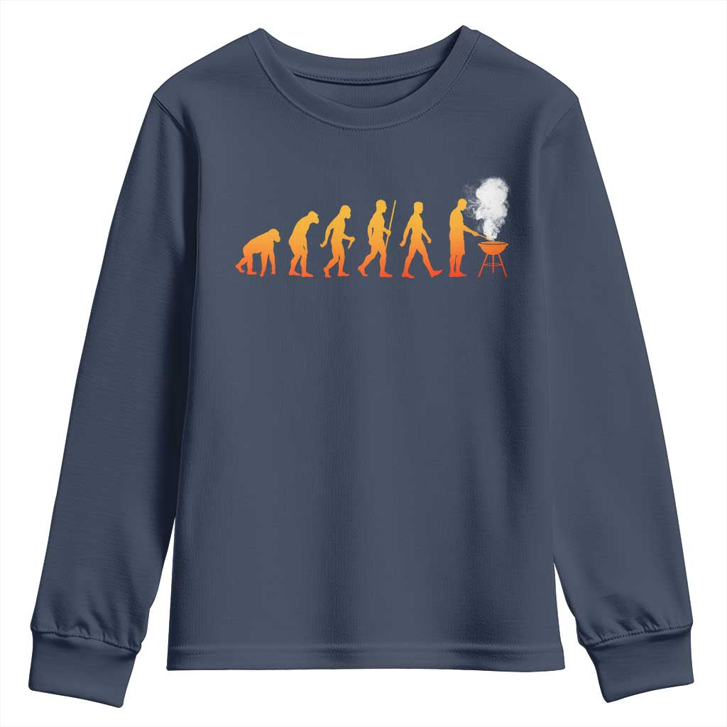 Funny BBQ Youth Sweatshirt Evolution Of Grill Master Grilling Gifts Meat Smoking TS10 Navy Print Your Wear