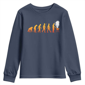 Funny BBQ Youth Sweatshirt Evolution Of Grill Master Grilling Gifts Meat Smoking TS10 Navy Print Your Wear