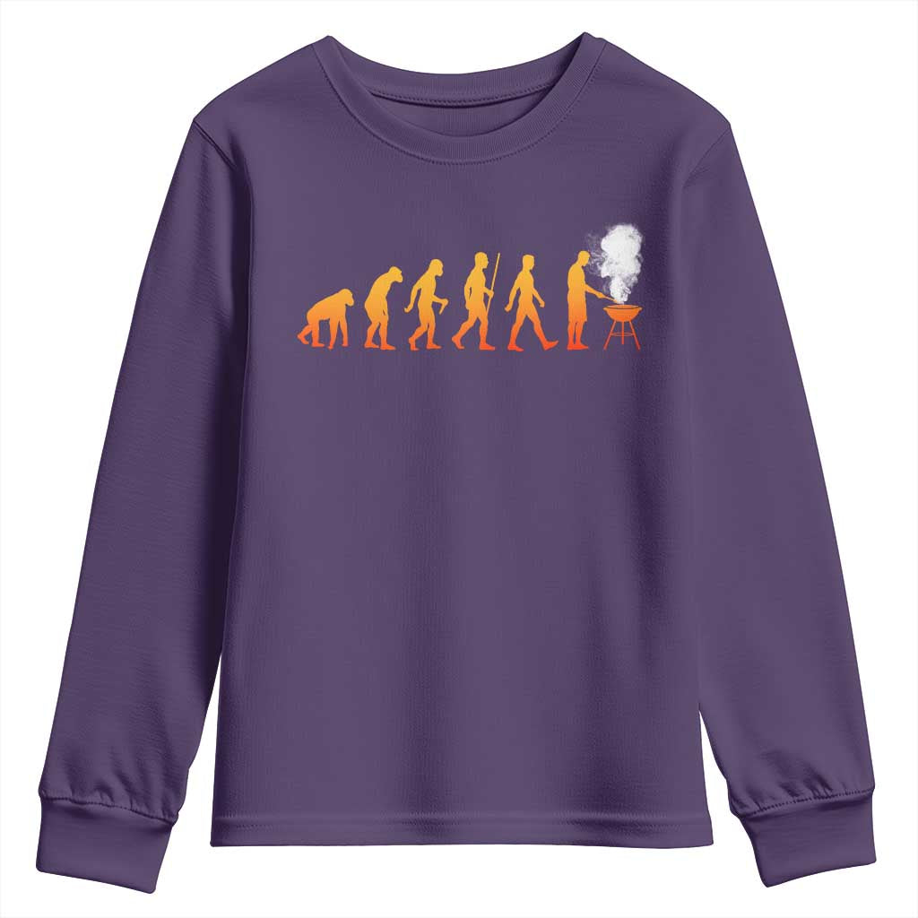 Funny BBQ Youth Sweatshirt Evolution Of Grill Master Grilling Gifts Meat Smoking TS10 Purple Print Your Wear