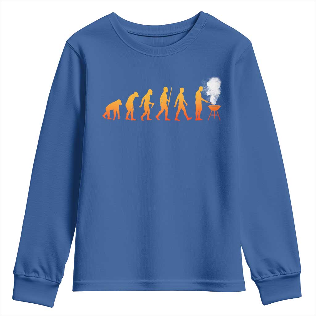 Funny BBQ Youth Sweatshirt Evolution Of Grill Master Grilling Gifts Meat Smoking TS10 Royal Blue Print Your Wear