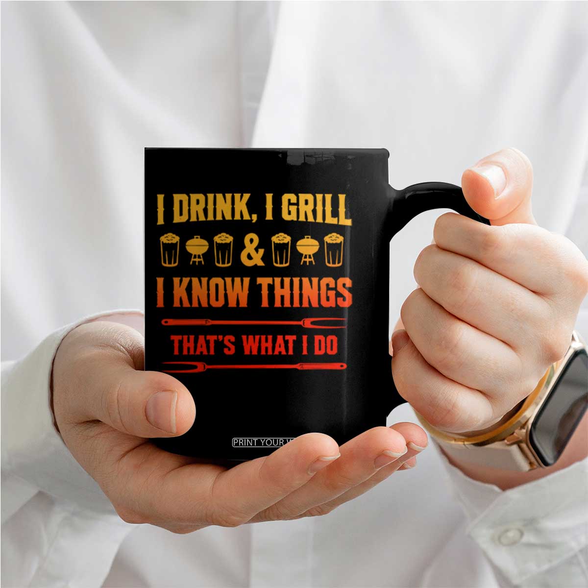 Funny BBQ Beer Lovers Coffee Mug I Drink I Grill And I Know Things Bbq Barbecue Beer TS10 Print Your Wear