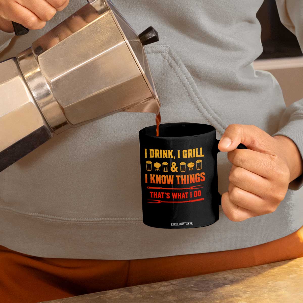 Funny BBQ Beer Lovers Coffee Mug I Drink I Grill And I Know Things Bbq Barbecue Beer TS10 Print Your Wear