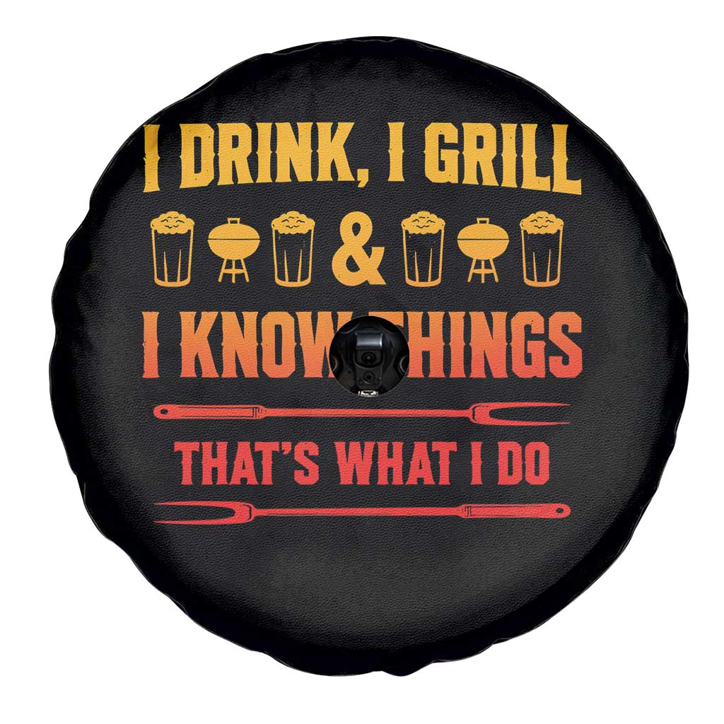 Funny BBQ Beer Lovers Spare Tire Cover I Drink I Grill And I Know Things Bbq Barbecue Beer TS10 Print Your Wear