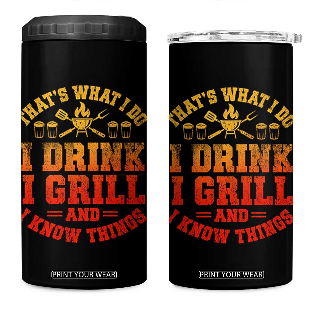 I Drink I Grill 4 in 1 Can Cooler Tumbler Funny Bbq Grilling Barbecue Beer Lovers TS10 One Size: 16 oz Black Print Your Wear