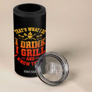 I Drink I Grill 4 in 1 Can Cooler Tumbler Funny Bbq Grilling Barbecue Beer Lovers TS10 Print Your Wear