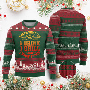 I Drink I Grill Ugly Christmas Sweater Funny Bbq Grilling Barbecue Beer Lovers TS10 Red Green Print Your Wear