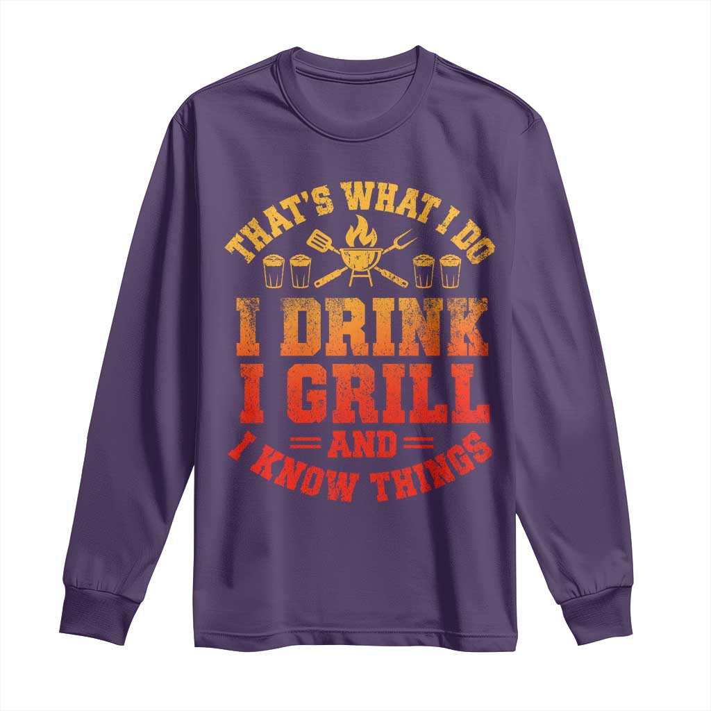 I Drink I Grill Long Sleeve Shirt Funny Bbq Grilling Barbecue Beer Lovers TS10 Purple Print Your Wear