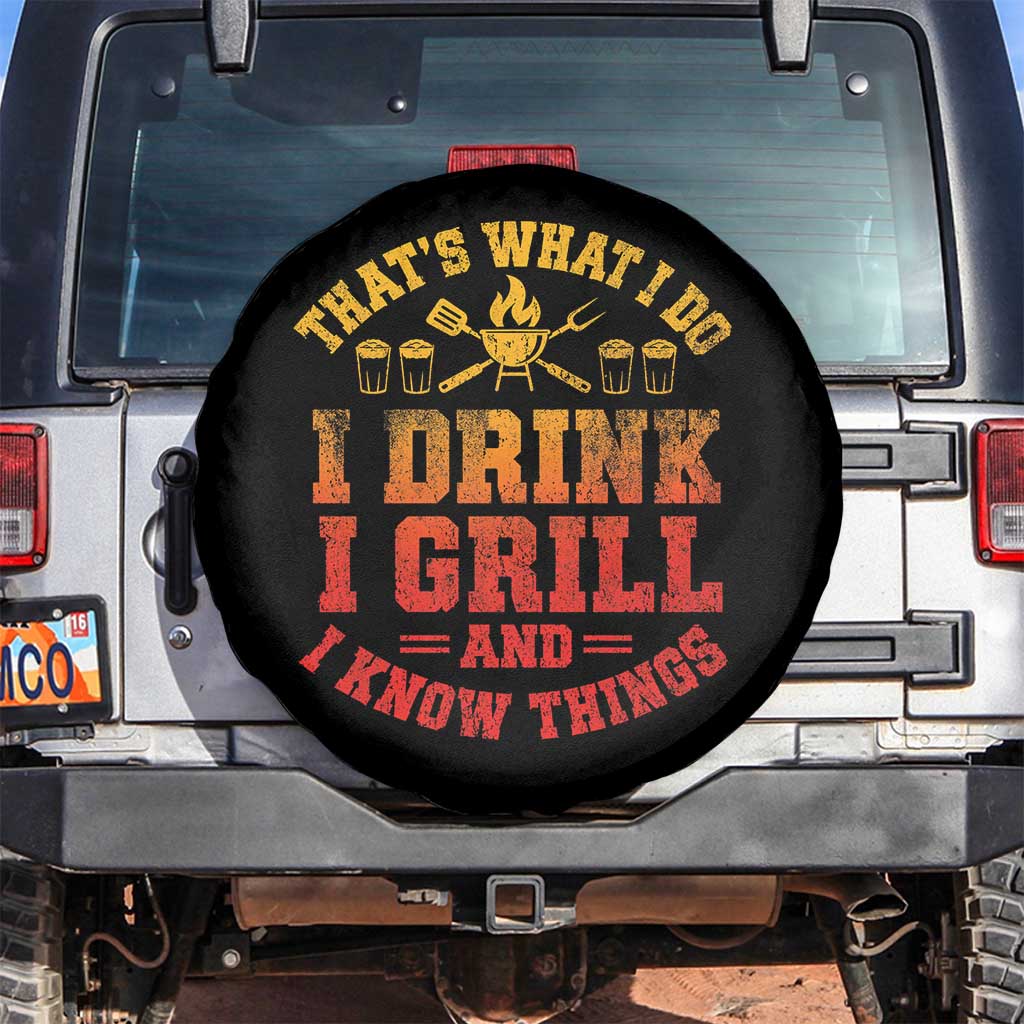 I Drink I Grill Spare Tire Cover Funny Bbq Grilling Barbecue Beer Lovers TS10 No hole Black Print Your Wear
