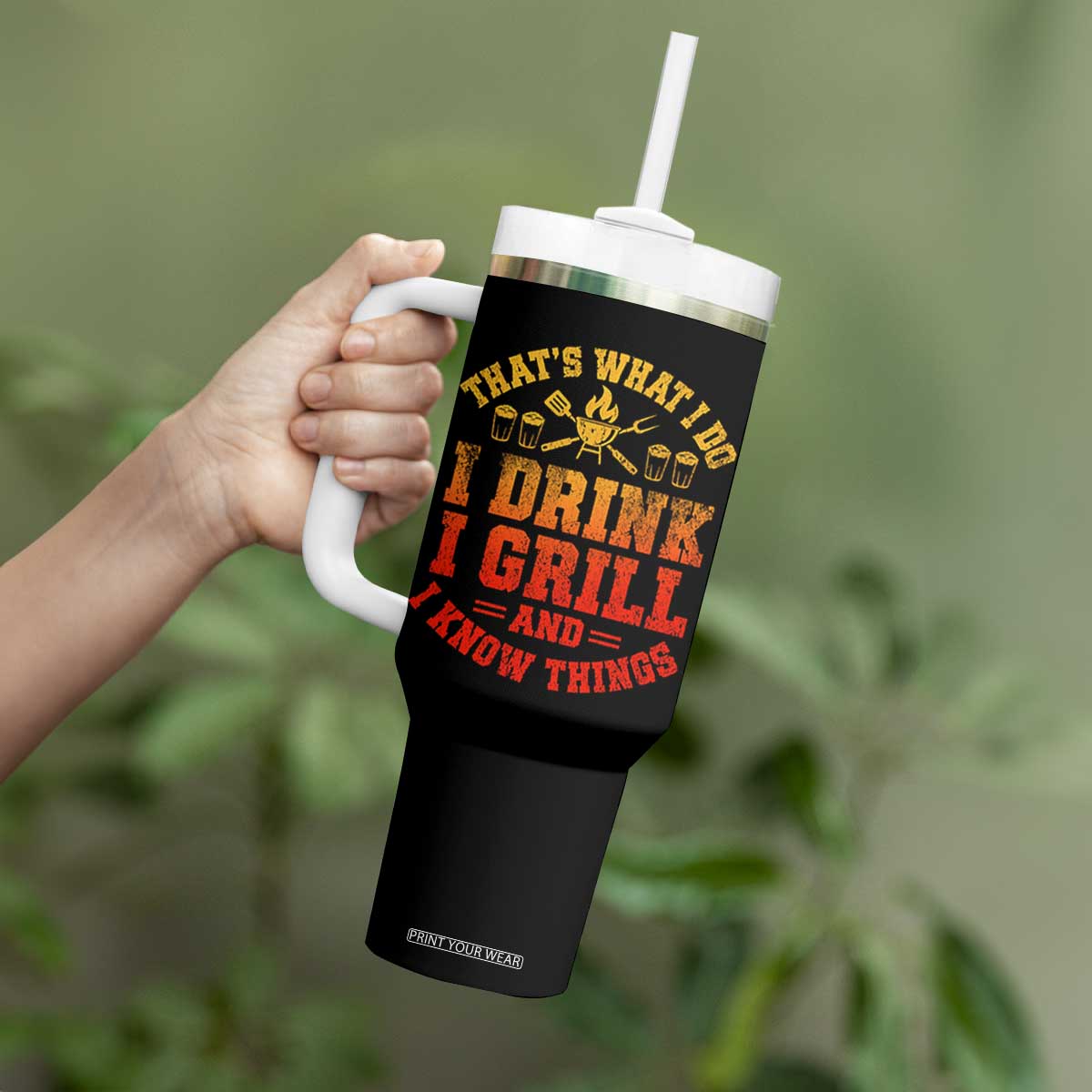 I Drink I Grill Tumbler With Handle Funny Bbq Grilling Barbecue Beer Lovers TS10 Print Your Wear