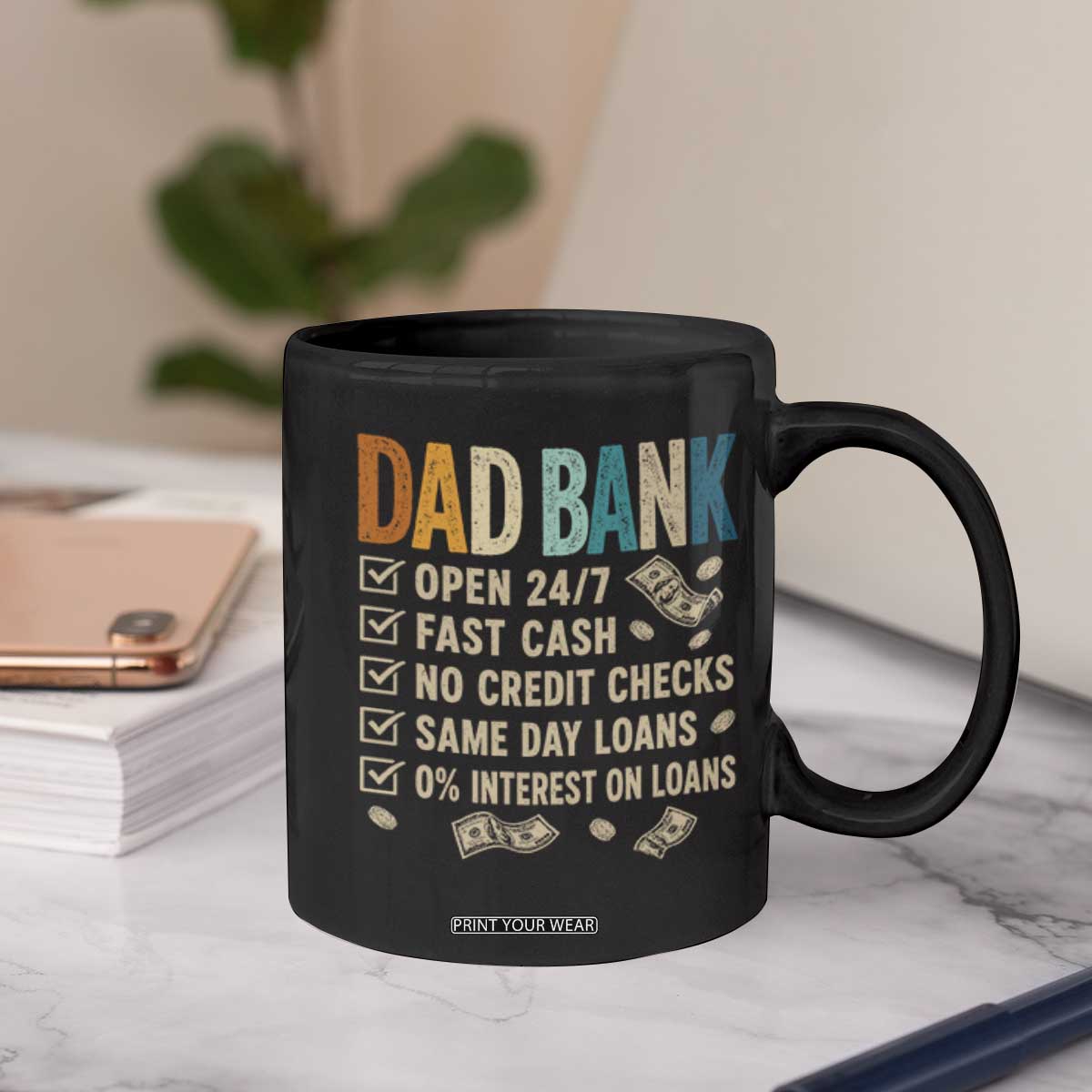 Funny Dad Coffee Mug Retro Dad Bank Fathers Day
