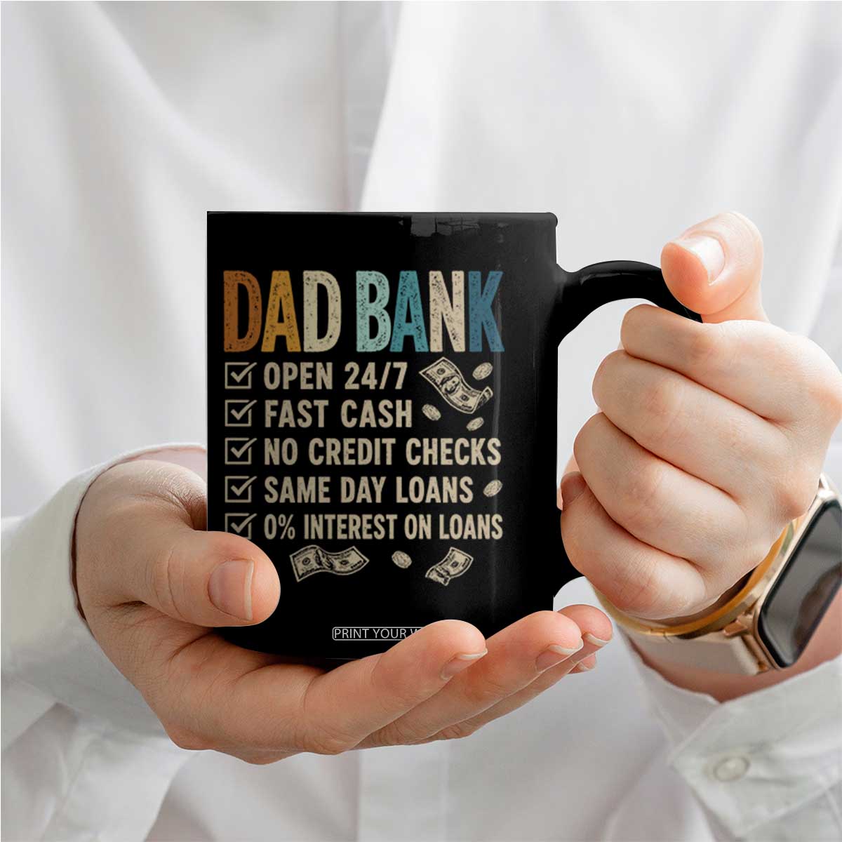 Funny Dad Coffee Mug Retro Dad Bank Fathers Day