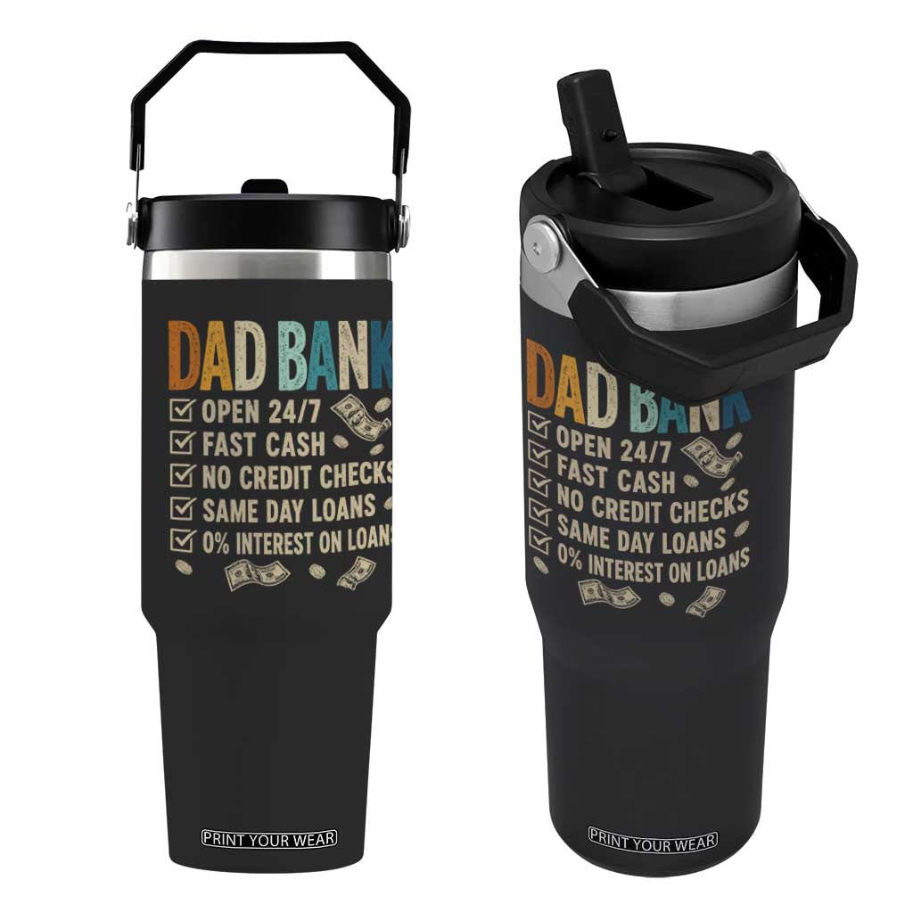 Funny Dad Flip Straw Tumbler Retro Dad Bank Fathers Day