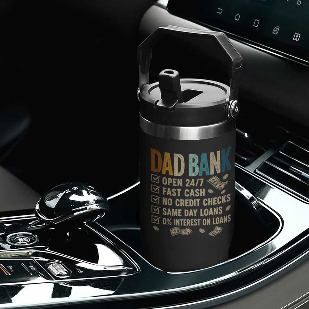 Funny Dad Flip Straw Tumbler Retro Dad Bank Fathers Day