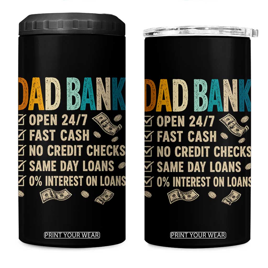 Funny Dad 4 in 1 Can Cooler Tumbler Retro Dad Bank Fathers Day