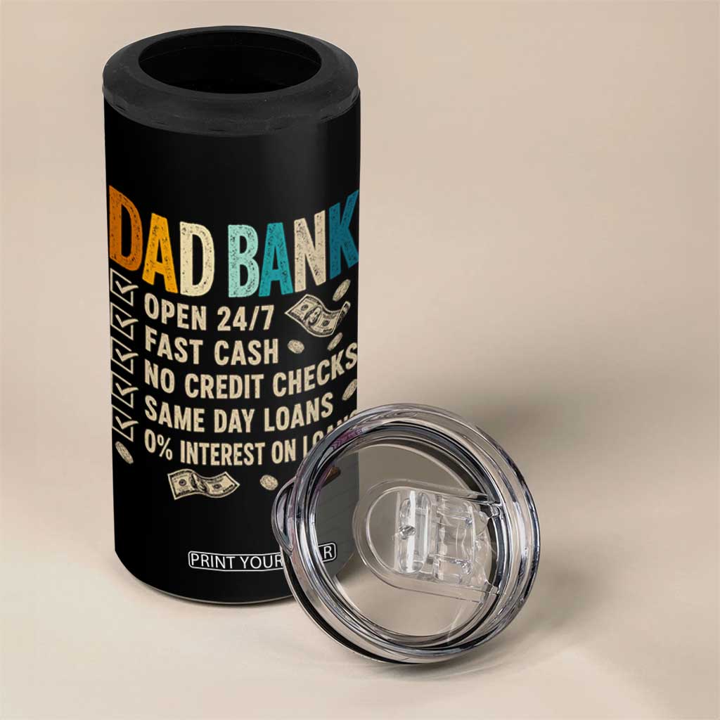 Funny Dad 4 in 1 Can Cooler Tumbler Retro Dad Bank Fathers Day