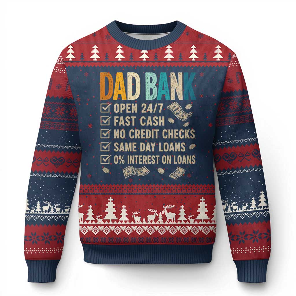 Funny Dad Ugly Christmas Sweater Retro Dad Bank Fathers Day TS10 Navy Red Print Your Wear