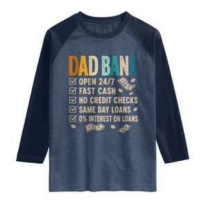 Funny Dad Raglan Shirt Retro Dad Bank Fathers Day
