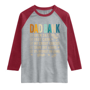 Funny Dad Raglan Shirt Retro Dad Bank Fathers Day