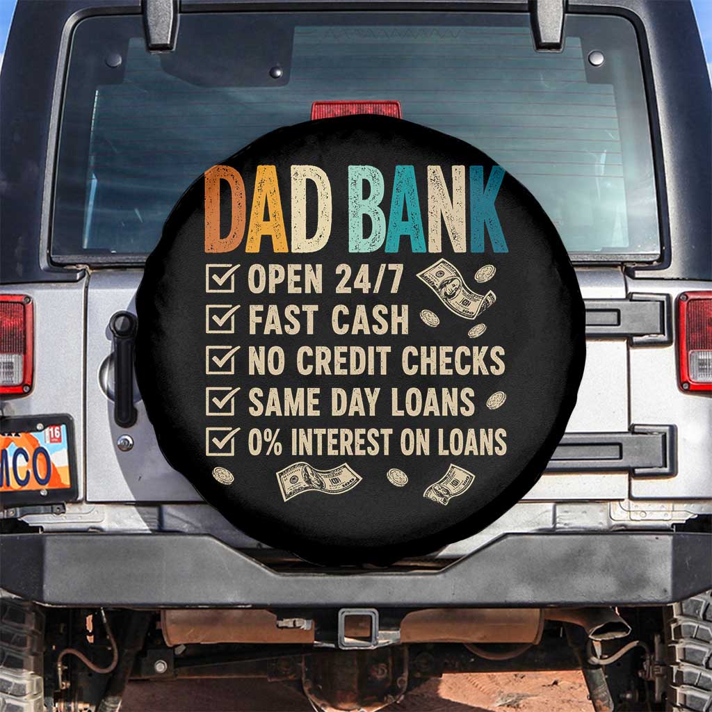 Funny Dad Spare Tire Cover Retro Dad Bank Fathers Day TS10 No hole Black Print Your Wear