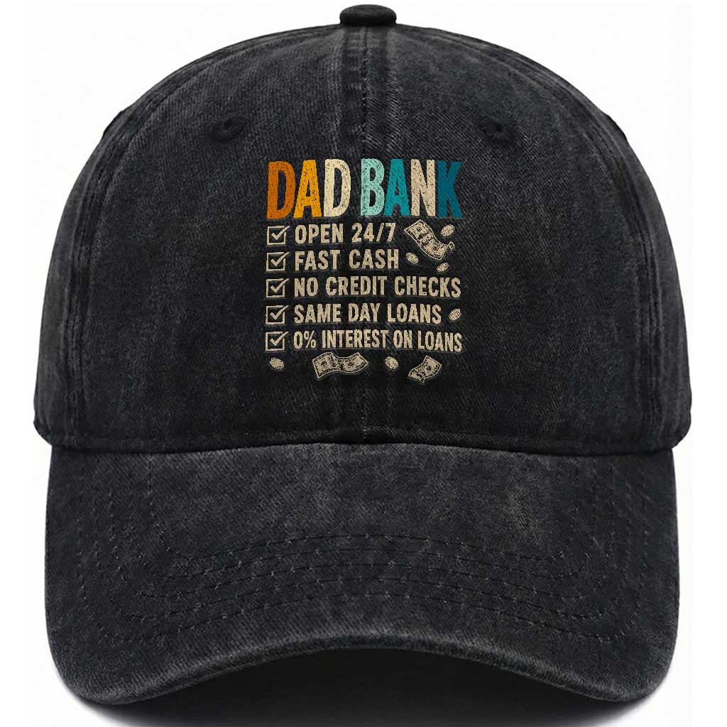 Funny Dad Washed Cotton Baseball Cap Retro Dad Bank Fathers Day