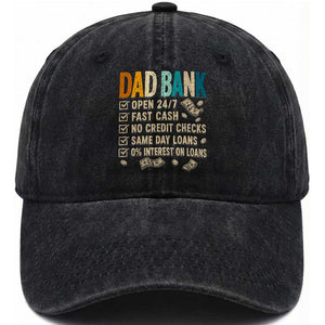 Funny Dad Washed Cotton Baseball Cap Retro Dad Bank Fathers Day