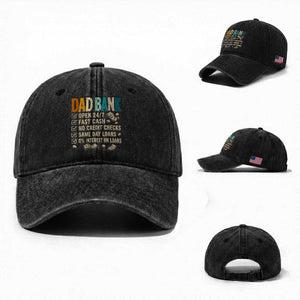 Funny Dad Washed Cotton Baseball Cap Retro Dad Bank Fathers Day