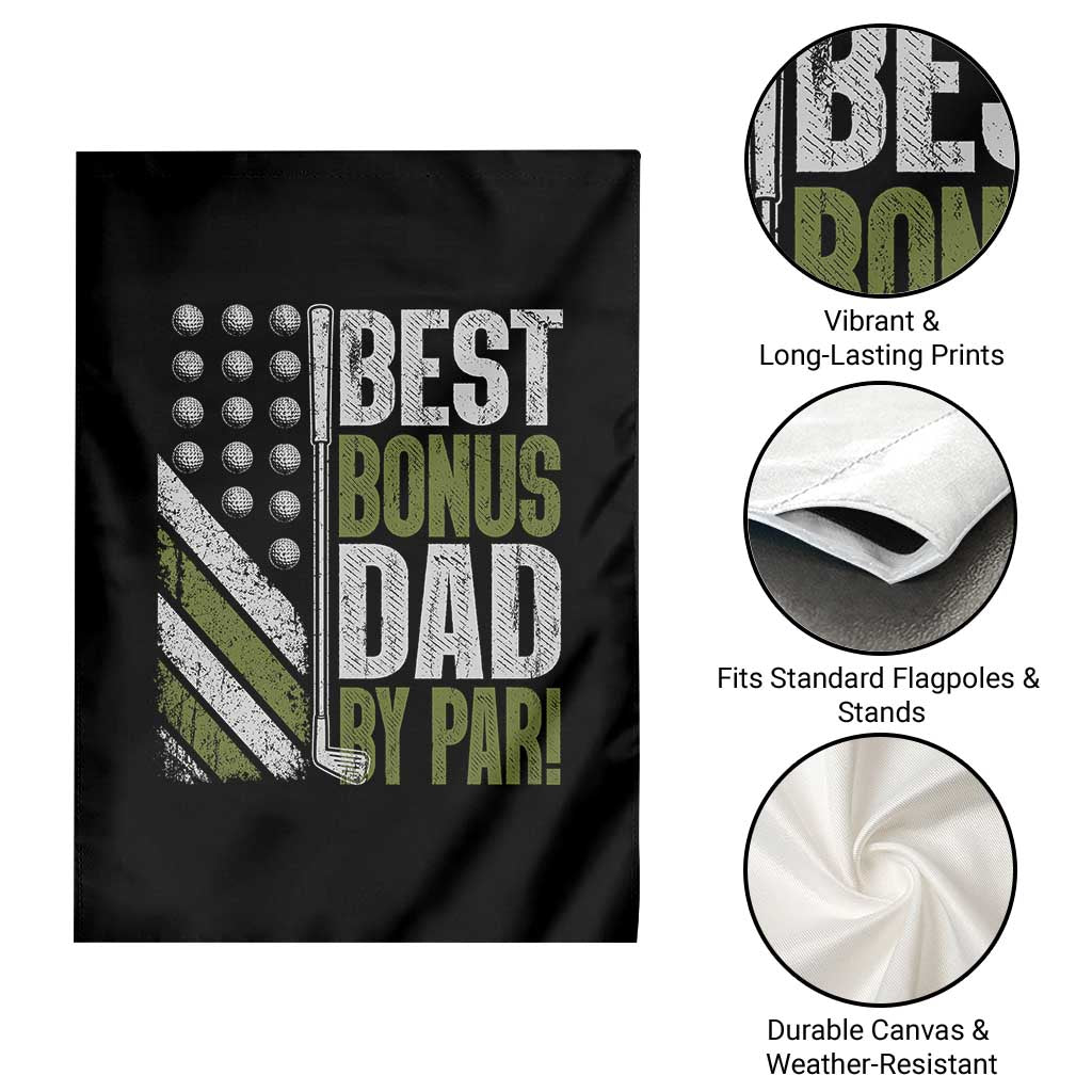 Best Bonus Dad By Par Garden Flag Step Dad Golf American Flag Fathers Day Gift For Golfers TS10 Print Your Wear