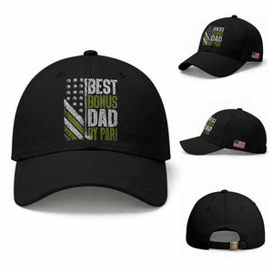Best Bonus Dad By Par Baseball Cap Step Dad Golf American Flag Fathers Day Gift For Golfers TS10 Baseball Cap Universal Fit Black Print Your Wear