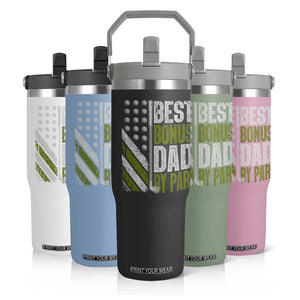 Best Bonus Dad By Par Flip Straw Tumbler Step Dad Golf American Flag Fathers Day Gift For Golfers TS10 Print Your Wear