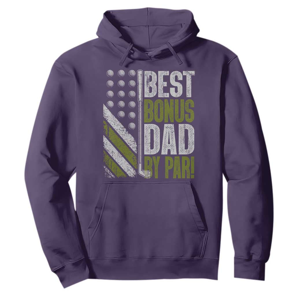 Best Bonus Dad By Par Hoodie Step Dad Golf American Flag Fathers Day Gift For Golfers TS10 Purple Print Your Wear