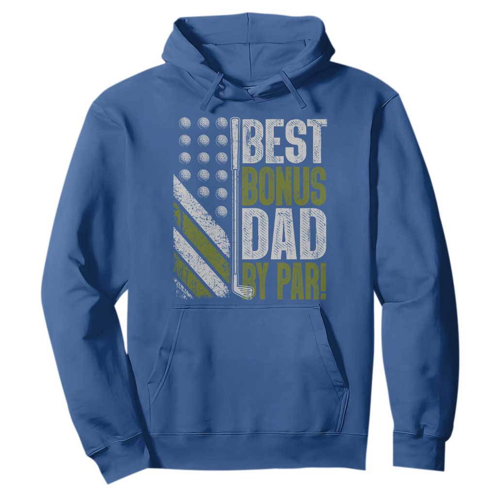Best Bonus Dad By Par Hoodie Step Dad Golf American Flag Fathers Day Gift For Golfers TS10 Royal Blue Print Your Wear