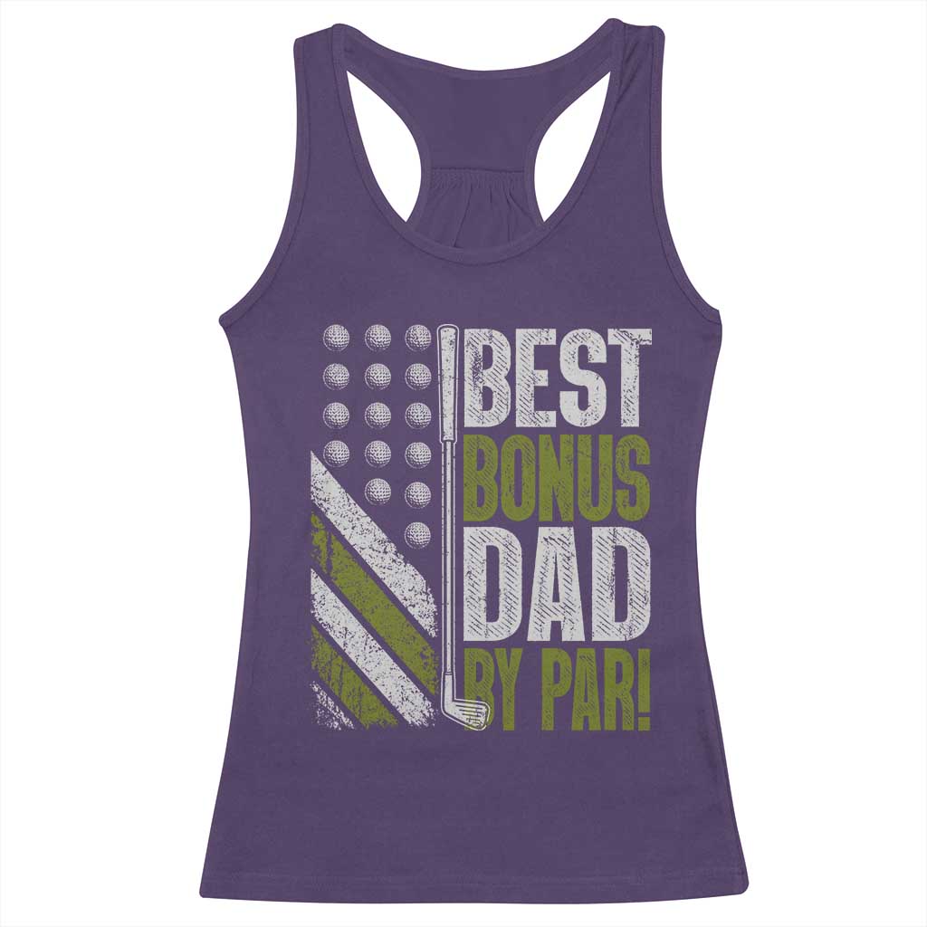 Best Bonus Dad By Par Racerback Tank Top Step Dad Golf American Flag Fathers Day Gift For Golfers TS10 Purple Print Your Wear