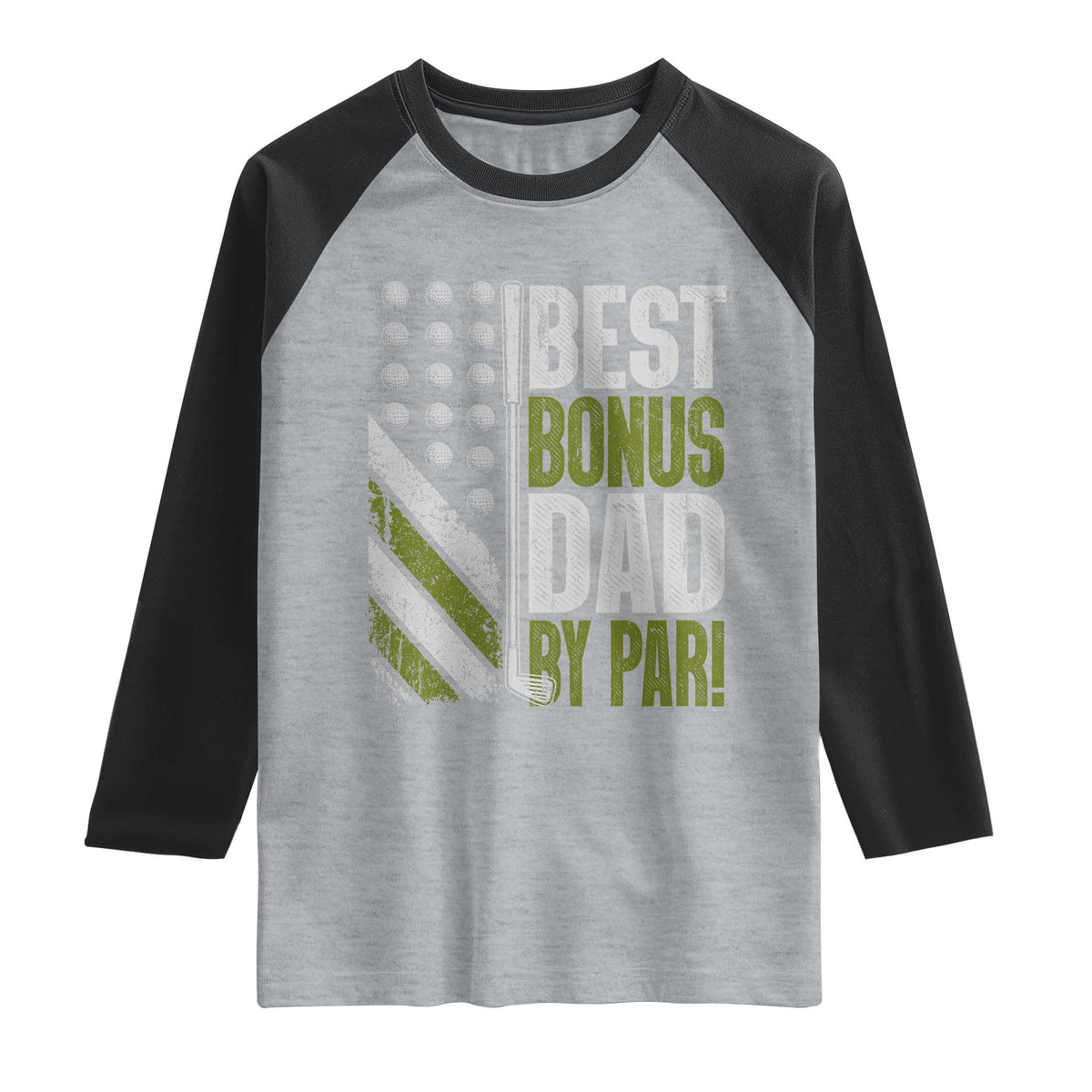 Best Bonus Dad By Par Raglan Shirt Step Dad Golf American Flag Fathers Day Gift For Golfers TS10 Heather Gray Black Print Your Wear