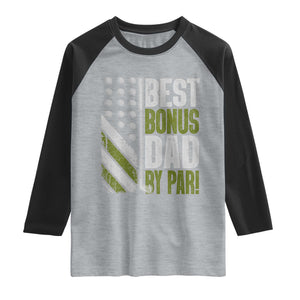 Best Bonus Dad By Par Raglan Shirt Step Dad Golf American Flag Fathers Day Gift For Golfers TS10 Heather Gray Black Print Your Wear