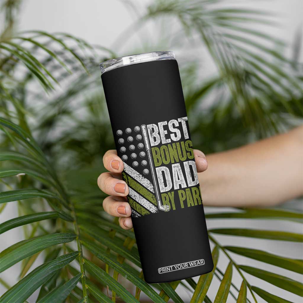 Best Bonus Dad By Par Skinny Tumbler Step Dad Golf American Flag Fathers Day Gift For Golfers TS10 Print Your Wear