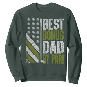 Best Bonus Dad By Par Sweatshirt Step Dad Golf American Flag Fathers Day Gift For Golfers TS10 Dark Forest Green Print Your Wear