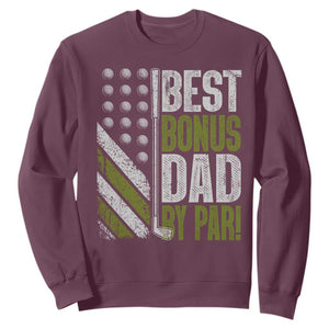 Best Bonus Dad By Par Sweatshirt Step Dad Golf American Flag Fathers Day Gift For Golfers TS10 Maroon Print Your Wear