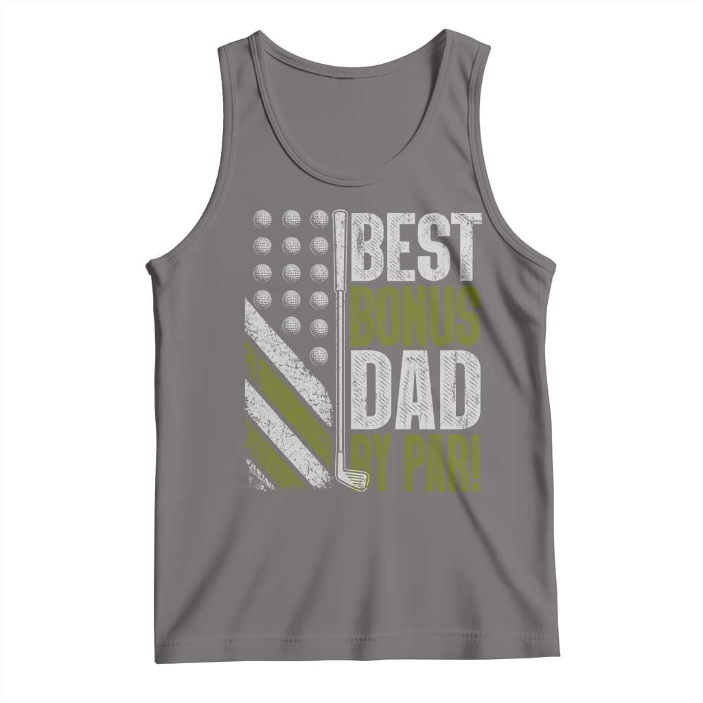 Best Bonus Dad By Par Tank Top Step Dad Golf American Flag Fathers Day Gift For Golfers TS10 Deep Heather Print Your Wear