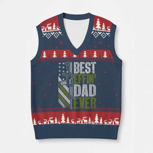 Best Effin Dad Ever V-Neck Knit Sweater Vest Fathers Day Daddy Gun American Flag TS10 Navy Red Print Your Wear
