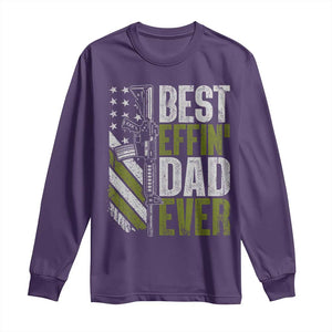 Best Effin Dad Ever Long Sleeve Shirt Fathers Day Daddy Gun American Flag TS10 Purple Print Your Wear