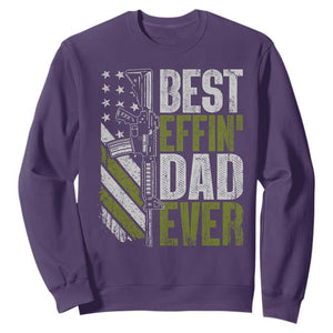 Best Effin Dad Ever Sweatshirt Fathers Day Daddy Gun American Flag TS10 Purple Print Your Wear