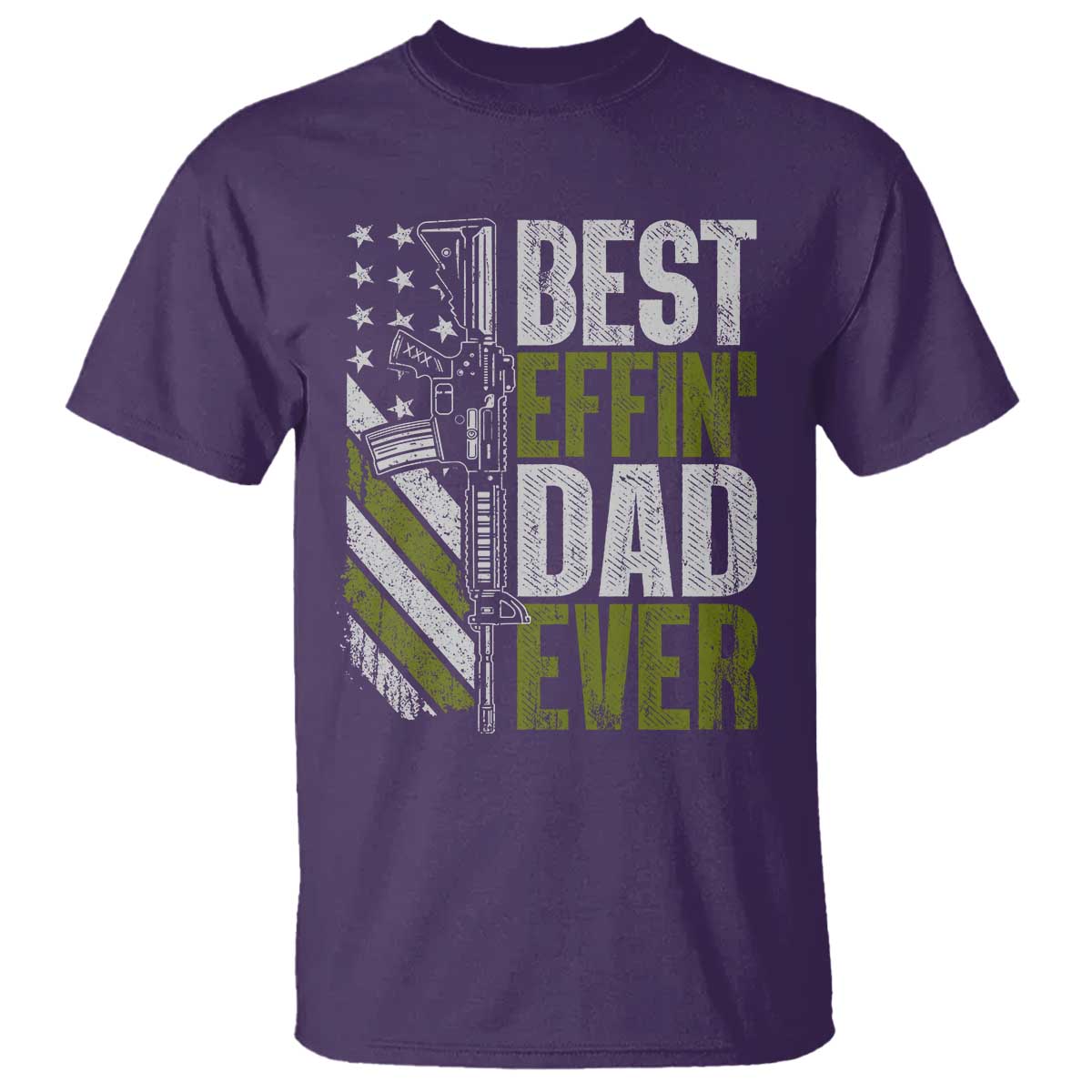 Best Effin Dad Ever T Shirt Fathers Day Daddy Gun American Flag TS10 Purple Print Your Wear