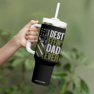 Best Effin Dad Ever Tumbler With Handle Fathers Day Daddy Gun American Flag TS10 Print Your Wear