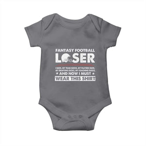 I Suck at Fantasy Football Baby Onesie Funny Loser Commissioner Draft Party Commish FFL TS10 Charcoal Print Your Wear